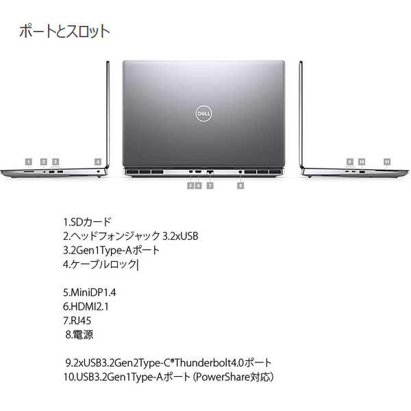 DELL 17.3型 PRECISION 7760 中古 ノート Office Win11 Quadro RTX　A3000搭載 [Corei7 11850H 32GB SSD512GB カメラ USキー テンキー 無線 BT]:良品sub_image5