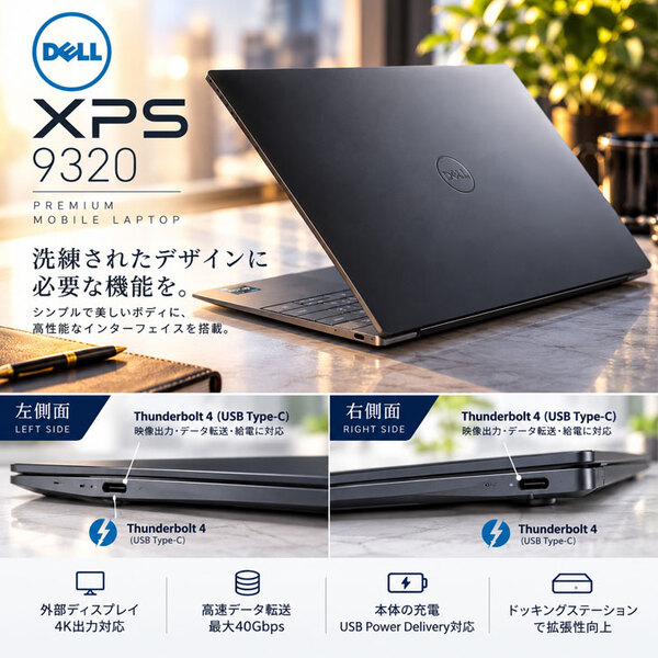 【軽量 薄型 高性能 モバイルPC】DELL XPS 13 Plus 9320 MX97E3A-CNLGC グラファイト 12世代 [Core i7 1260P Win11 メモリ16GB SSD512GB 13.4型 ]:中古良品sub_image4