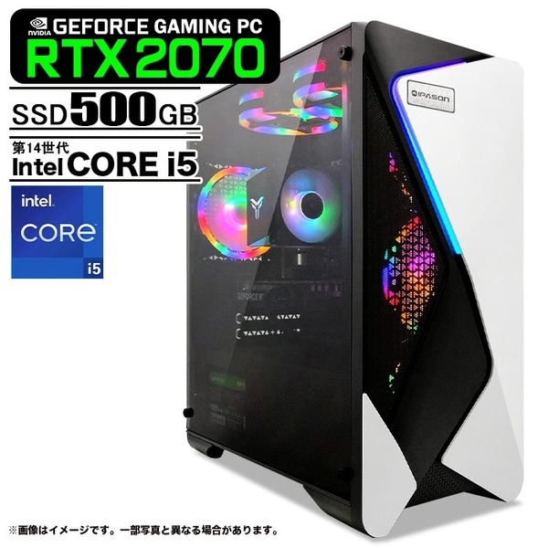 ゲーミングPC デスクトップパソコン COMBAT ZONE S7 GeForce RTX2070 第14世代 Intel Corei5 14400F Win11 NVMe M.2 SSD500GB メモリ16GB PASOUL 煌