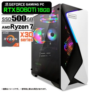 ゲーミングPC デスクトップ COMBAT ZONE S7 GeForce RTX5060Ti VRAM16GB AMD Ryzen7 9800X3D Win11 SSD500GB メモリ16GB