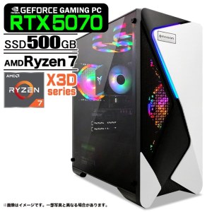 ゲーミングPC デスクトップ COMBAT ZONE S7 GeForce RTX5070 AMD Ryzen7 9800X3D Win11 SSD500GB メモリ16GB
