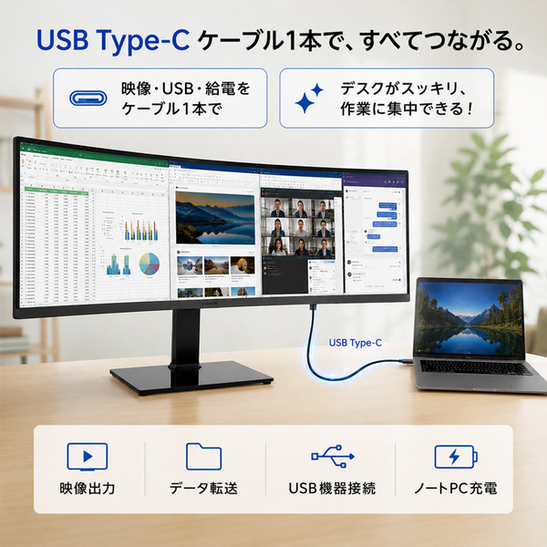 【広い画面が、仕事を変える】SAMSUNG LC34H890WJK 34インチ 曲面湾曲 液晶モニター ウルトラワイド Ultra WQHD HDMI DP USB-C デジタルハイエンド 中古:良品sub_image4