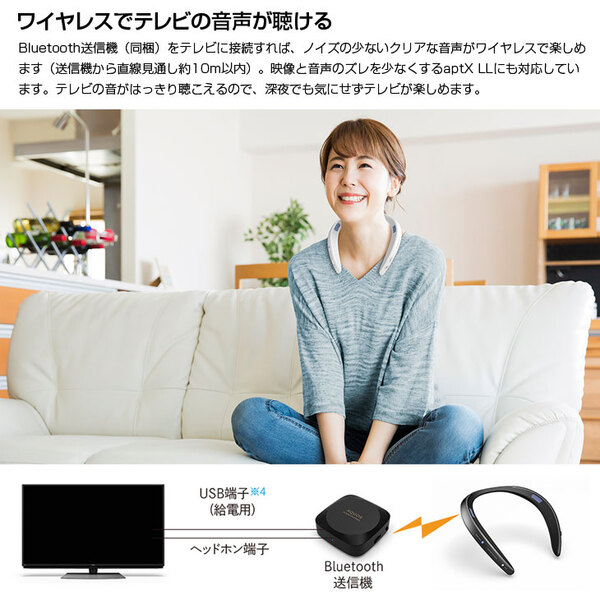 SHARP  AQUOS サウンドパートナー　AN-SS2　ウェアラブル ネックスピーカー Bluetooth aptX LL TV Bluetooth送信機　88g　ハンズフリー通話　テレワークにもsub_image2