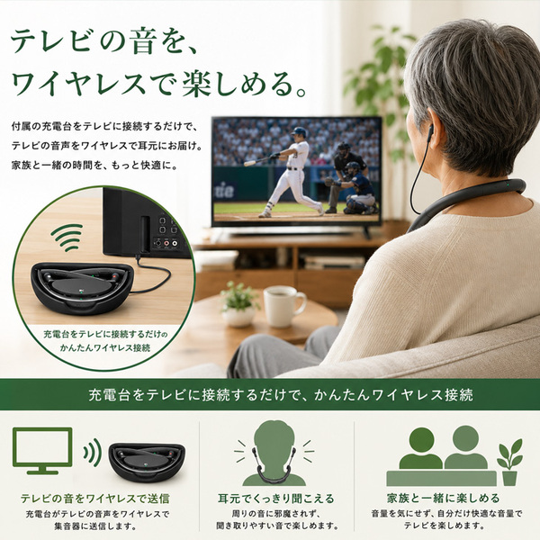 【付属品揃った良品】SONY SMR-10 ブラック 首かけ集音器 テレビワイヤレススピーカー対応 充電式 音声明瞭機能 約24時間連続使用sub_image2