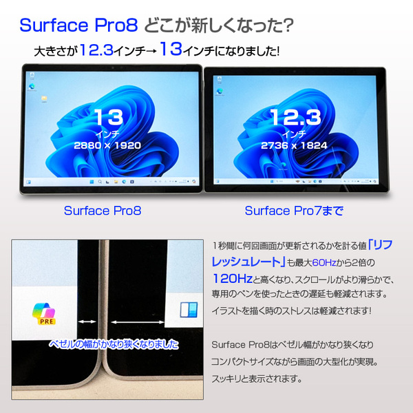 Microsoft Surface Pro8 8PQ-00010 中古 タブレット Office Win11 7in1ハブ+新品BTキー+ペン+マウス[core i5 1135G7 メモリ8GB SSD256GB カメラ 13インチ]:良品sub_image4