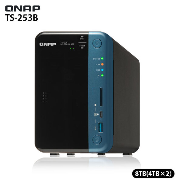 【中古NAS】QNAP TS-253B QTS-Linux ComboクアッドコアNAS メモリ8GB　PCleポートUSB QuickAccess　4TB×2sub_image1