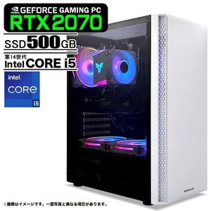 ゲーミングPC デスクトップパソコン U3 GeForce RTX2070 第14世代 Intel Corei5 14400F Win11 NVMe M.2 SSD500GB メモリ16GB PASOUL 煌