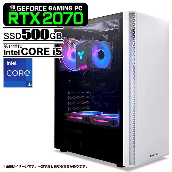 ゲーミングPC デスクトップパソコン U3 GeForce RTX2070 第14世代 Intel Corei5 14400F Win11 NVMe M.2 SSD500GB メモリ16GB PASOUL 煌