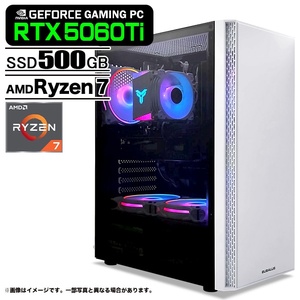 ゲーミングPC デスクトップパソコン U3 GeForce RTX5060 AMD Ryzen7 7700 Win11 NVMe M.2 SSD500GB メモリ16GB PASOUL 煌