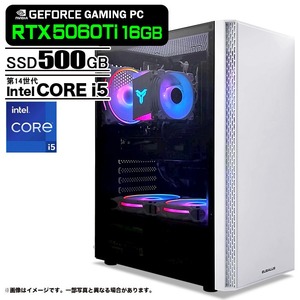 ゲーミングPC デスクトップパソコン U3 GeForce RTX5060Ti 16GB Intel Corei5 14400F Win11 NVMe M.2 SSD500GB メモリ16GB PASOUL 煌