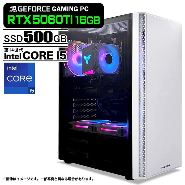 ゲーミングPC デスクトップパソコン U3 GeForce RTX5060Ti 16GB Intel Corei5 14400F Win11 NVMe M.2 SSD500GB メモリ16GB PASOUL 煌