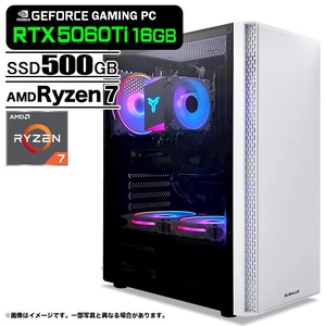 ゲーミングPC デスクトップパソコン U3 GeForce RTX5060Ti AMD Ryzen7 5700X Win11 NVMe M.2 SSD500GB メモリ16GB PASOUL 煌