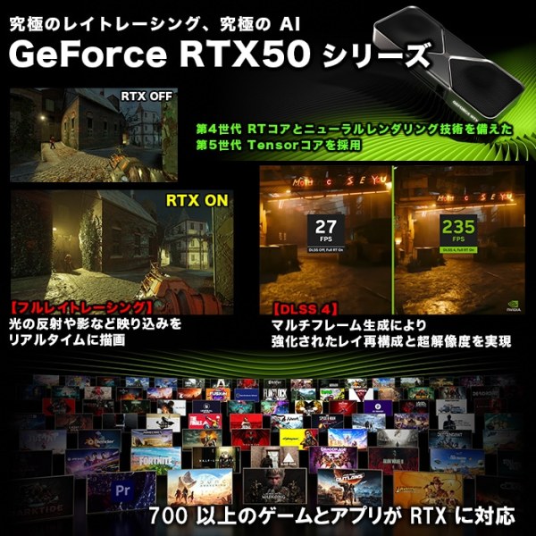 3D CAD推奨モデル 製造・設計向け ゲーミングPC デスクトップ GP-V3 ブラック ピラーレス GeForce RTX5060 Corei7 14700F Win11 SSD1TBsub_image10