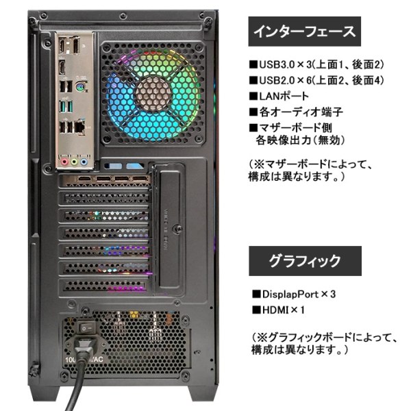 3D CAD推奨モデル 製造・設計向け ゲーミングPC デスクトップ GP-V3 ブラック ピラーレス GeForce RTX5060 Corei7 14700F Win11 SSD1TBsub_image7