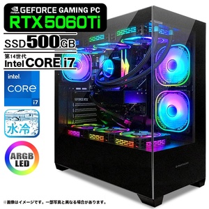 ゲーミングPC デスクトップパソコン GP-V3 ブラック ピラーレス GeForce RTX5060Ti 第14世代 Intel Corei7 14700F Win11 SSD500GB メモリ16GB 新品1年保証