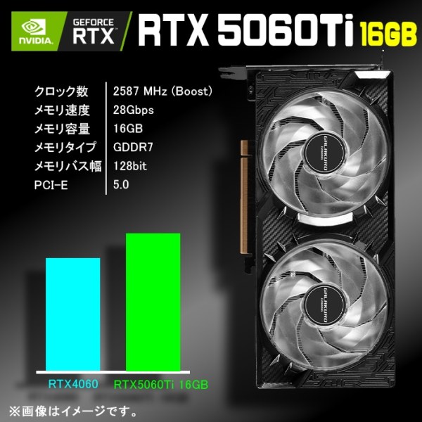 ゲーミングPC デスクトップ GP-V3 ブラック ピラーレス GeForce RTX5060Ti VRAM16GB Ryzen7 9800X3D Win11 SSD500GB メモリ32GBsub_image9