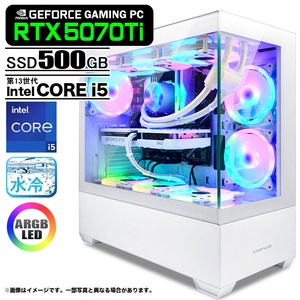 ゲーミングPC デスクトップパソコン GP-V3 ホワイト ピラーレス GeForce RTX5070Ti Intel Corei5 13400F Win11 NVMe M.2 SSD500GB メモリ16GB CPU水冷ファン