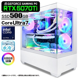 ゲーミングPC GP-V3 ホワイト ピラーレス  GeForce RTX5070Ti Core Ultra7 265KF Win11 SSD500GB 32GB CPU水冷ファン ゲーミング PASOUL 極