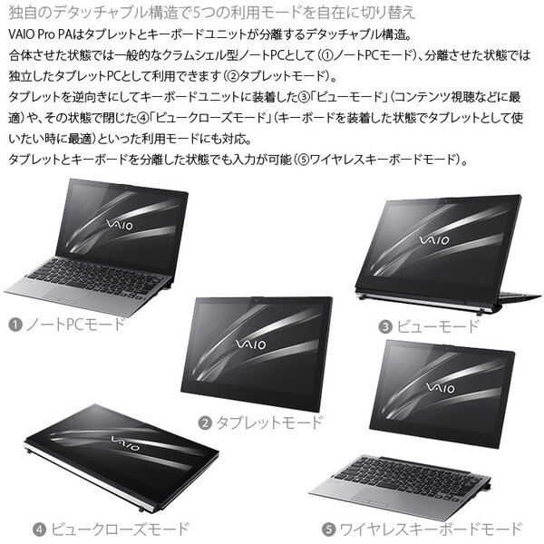 SONY VAIO Pro PA VJPA11C11N 中古 タブレット Office Win10 or Win11 2in1 ドックキー LTE 第8世代[Core m3 8100Y 8GB SSD256GB 無線 カメラ]:アウトレットsub_image6