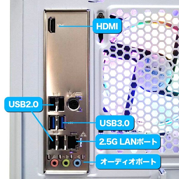 AI画像生成推奨モデル ゲーミングPC ホワイトメッシュ GeForce RTX5070 第14世代Corei5 14400F Wind11 SSD500GB メモリ16GB Adobe Firefly Midjourney PASOUL 煌sub_image2