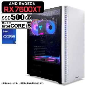 ゲーミングPC デスクトップ U3 AMD Radeon RX7600XT VRAM8GB 第14世代 Intel Corei5 14400F Win11 SSD500GB メモリ16GB