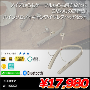 SONY WI-1000X ワイヤレスノイズキャンセリングイヤホン Bluetooth対応 ハイレゾ対応 シャンパンゴールド ソフトケース 良品
