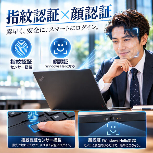 【大人のモバイルならこれ】Lenovo ThinkPad X1 Carbon Gen7 20QE-S21700 中古ノートパソコン SIMフリー LTE対応 14型 Core i5 第8世代 SSD256GB メモリ8GB Windows11 軽量モバイル 指紋認証sub_image5