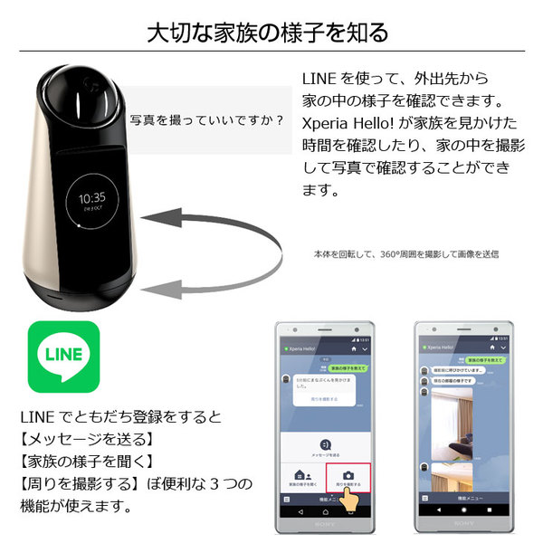 SONY Xperia Hello! G1209JP コミュニケーションロボット　Android搭載 話しかけて会話する 家族とつながる　みまもり機能　情報お届け　箱入新品未使用sub_image2