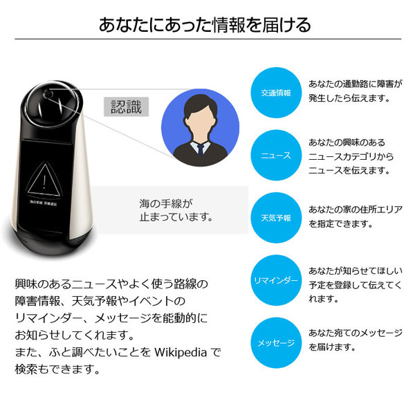 SONY Xperia Hello! G1209JP コミュニケーションロボット　Android搭載 話しかけて会話する 家族とつながる　みまもり機能　情報お届け　箱入新品未使用sub_image3